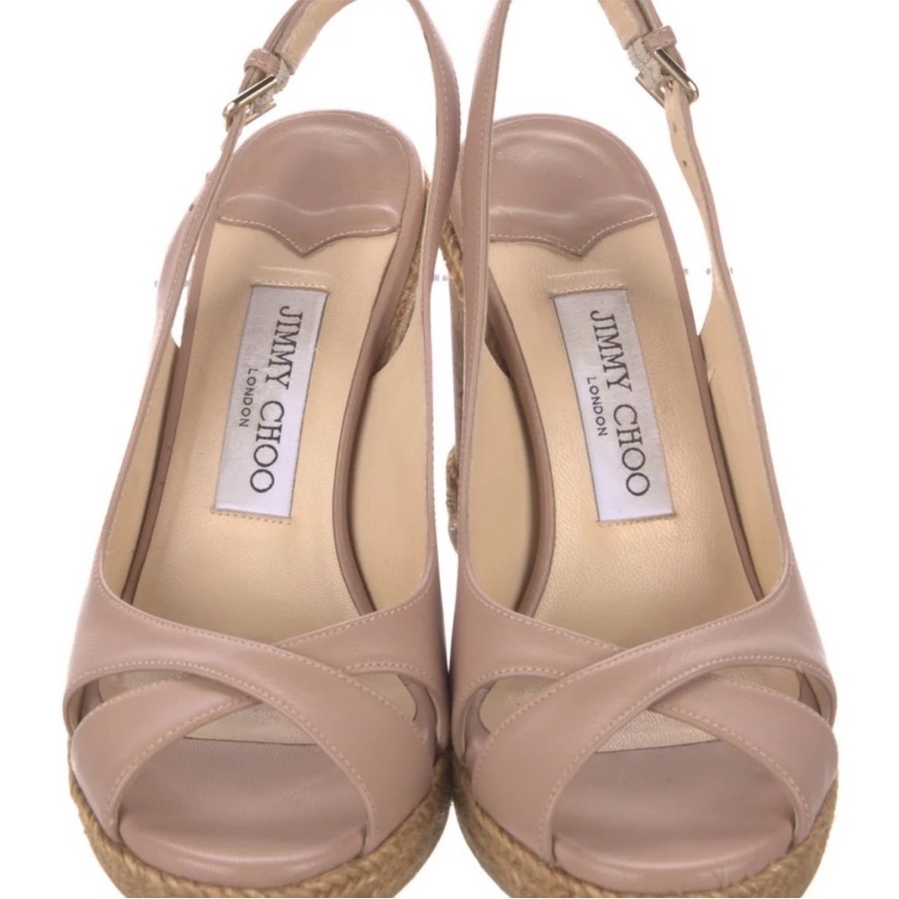 Jimmy Choo leather sling back wedges 37.5 - Picture 5 of 6